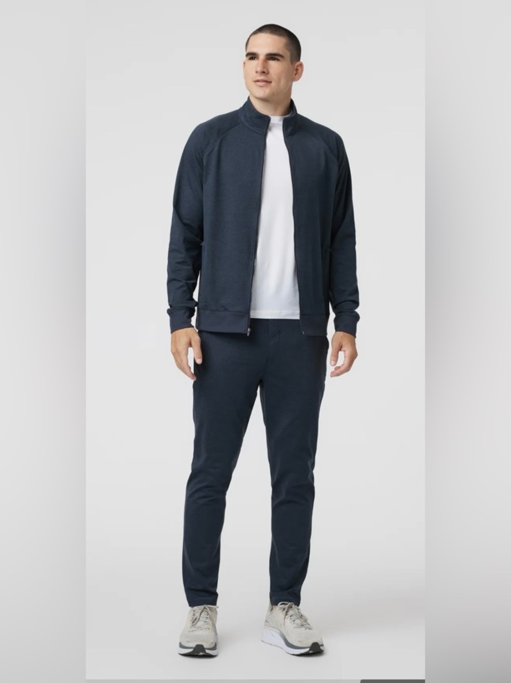 Vuori men’s Coronado novelty full zip sweatshirt waffle collar blue small